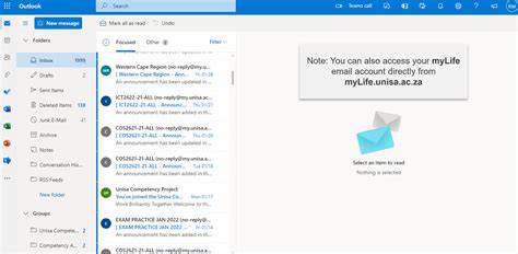 outlook unisa|UNISA MyLife emails in Outlook .